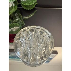 Vintage Clear Glass Flower Frog  Round Floral Arranger‎ Insert Retro Decor